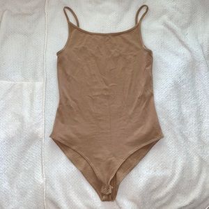 Beige Cami Bodysuit One Piece Tan Nude